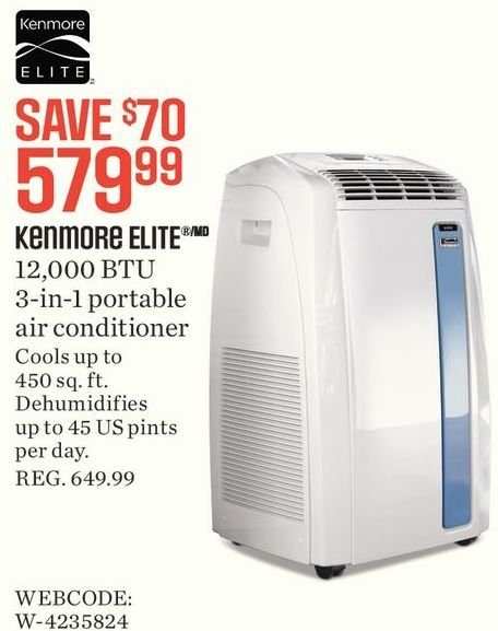 Sears Portable Air Conditioner >> Sears Kenmore Elite 12 000 Btu 3 In 1 Portable Air Sears Portable Air Conditioner >> Sears Kenmore Elite 12 000 Btu 3 In 1 Portable Air