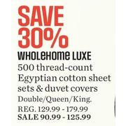 WholeHome 500TC Cotton Sheet Sets and Duvet Covers - $90.99 - $125.99 (30% off)