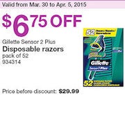 Gillette Sensor 2 Plus Disposable Razors - $23.24 ($6.75 Off)