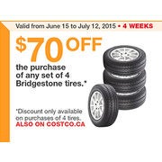 The Purchase of Any Set of 4 Bridgestone Tires - $70.00 Off