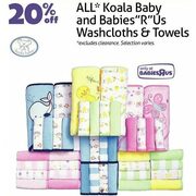 All Koala Baby and Babies R Us Washcloths & Towels - 20% off