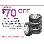 Bridgestone Tires - $70.00 off