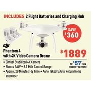 DJI Phantom 4 4K Video Camera Drone w/ 2 Flight Batteries and Charging Hub - $1889.00 ($360.00 off)