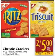 Christie Crackers Ritz, Triscuit, Wheat Thins Or Vegetable Thins  - 2/$5.00