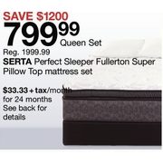 Serta Perfect Sleeper Fullerton Super Pillow Top Mattress Set    - $799.99  ($1200.00  off)