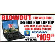 Lenovo R60 15" Laptop - $109.99