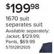 1670 Suit Separates Suit - $199.98