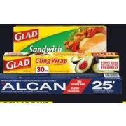 Alcan Aluminum Foil, Glad Cling Wrap or Zipper Sandwich Bags - $1.00