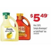 Any Simply Beverages or Gold Peak Tea  - $5.49