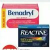Benadryl Allergy Caplets Reactine Liquid Gels or Tablets  - $17.99