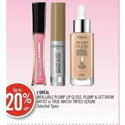 L'oreal Infallible Plump Lip Gloss, Plump & Set Brow Artist Or True Match Tinted Serum - Up to 20% off