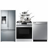 Samsung 33" 25.5 Cu. Ft. French Door Refrigerator; Electric Range; Dishwasher; Cookware Set - Stainless