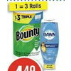 Bounty Paper Towels Dawn Ez-Squeeze or Ultra Dish Soap - $4.49