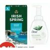 Dove Men+Care Antiperspirant/Deodorant Irish Spring Bar Soap or Dove Foaming Hand Was - $6.49