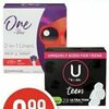 U by Kotex Click Tampons, One by Poise Liners or U by Kotex Pads - $8.99